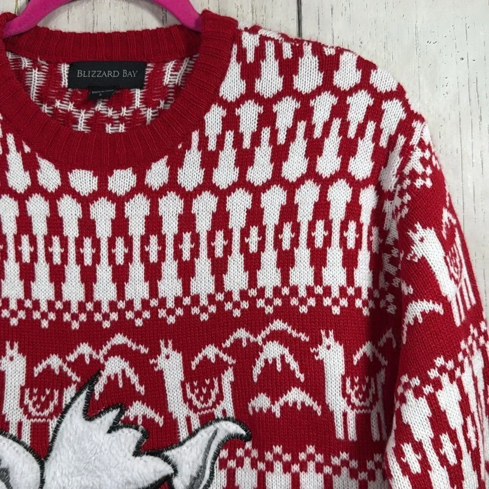Blizzard Bay Llama Christmas Sweater Red White Fun Ugly Holiday Festive Winter